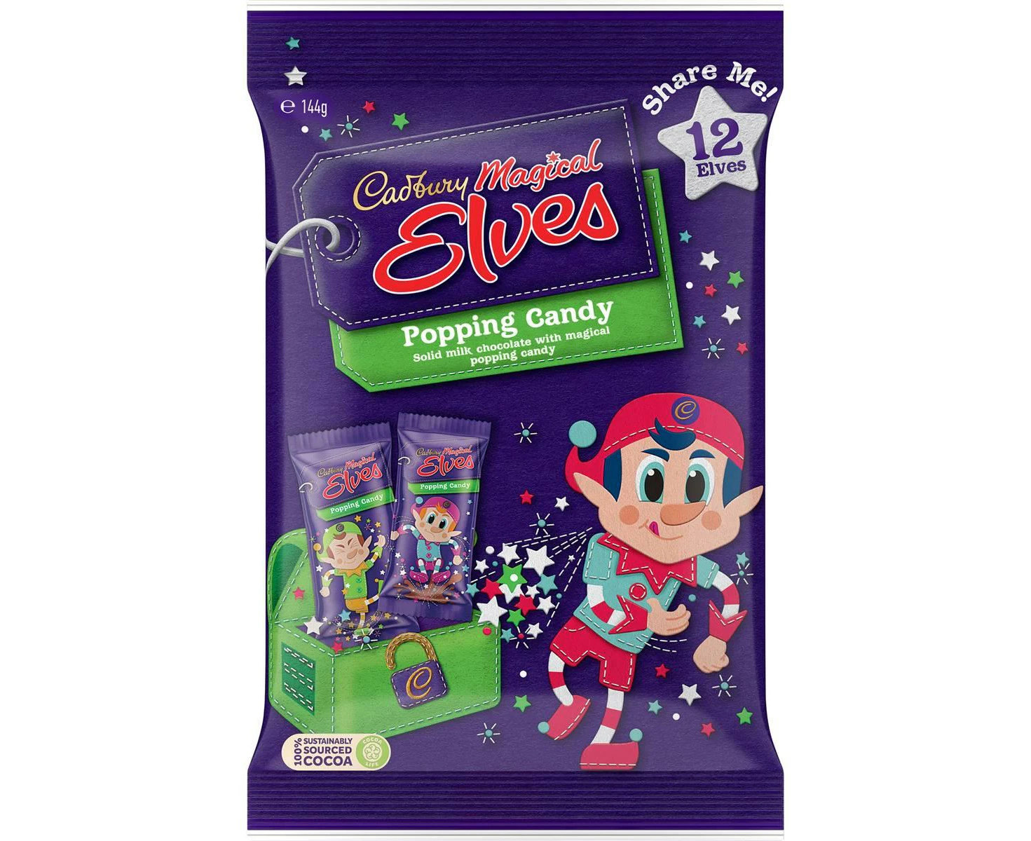 Cadbury Magical Elves Popping Candy Chocolate Bars 12 Pack 144g