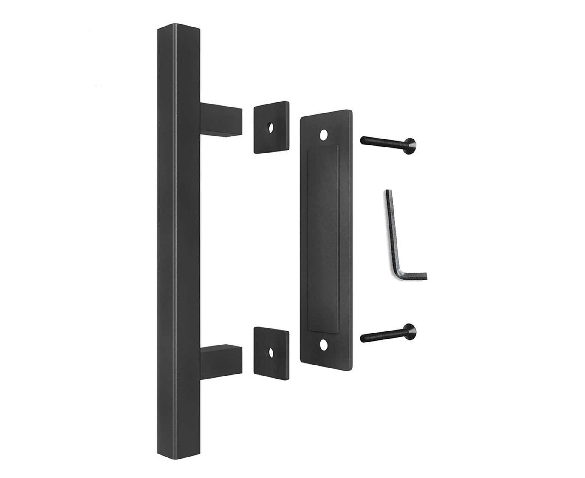 Sliding Barn Door Handle Carbon Steel 4.8Mm Thick Double Sided Barn Door Push Pull Handle Black