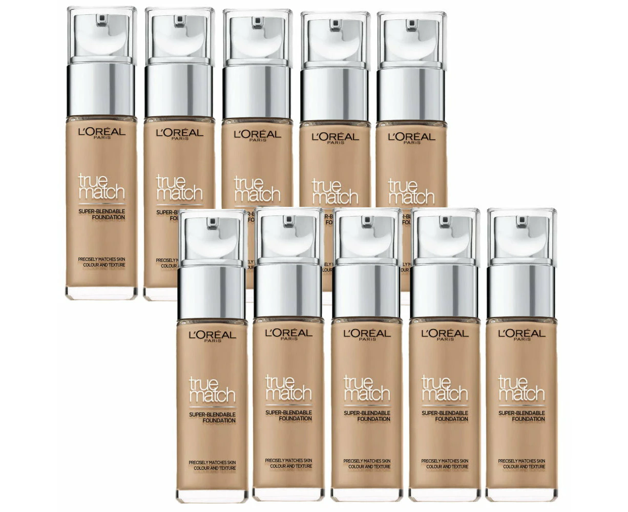 10x L'Oreal Paris True Match Super Blendable Liquid Foundation 30ml 5W Golden Sand