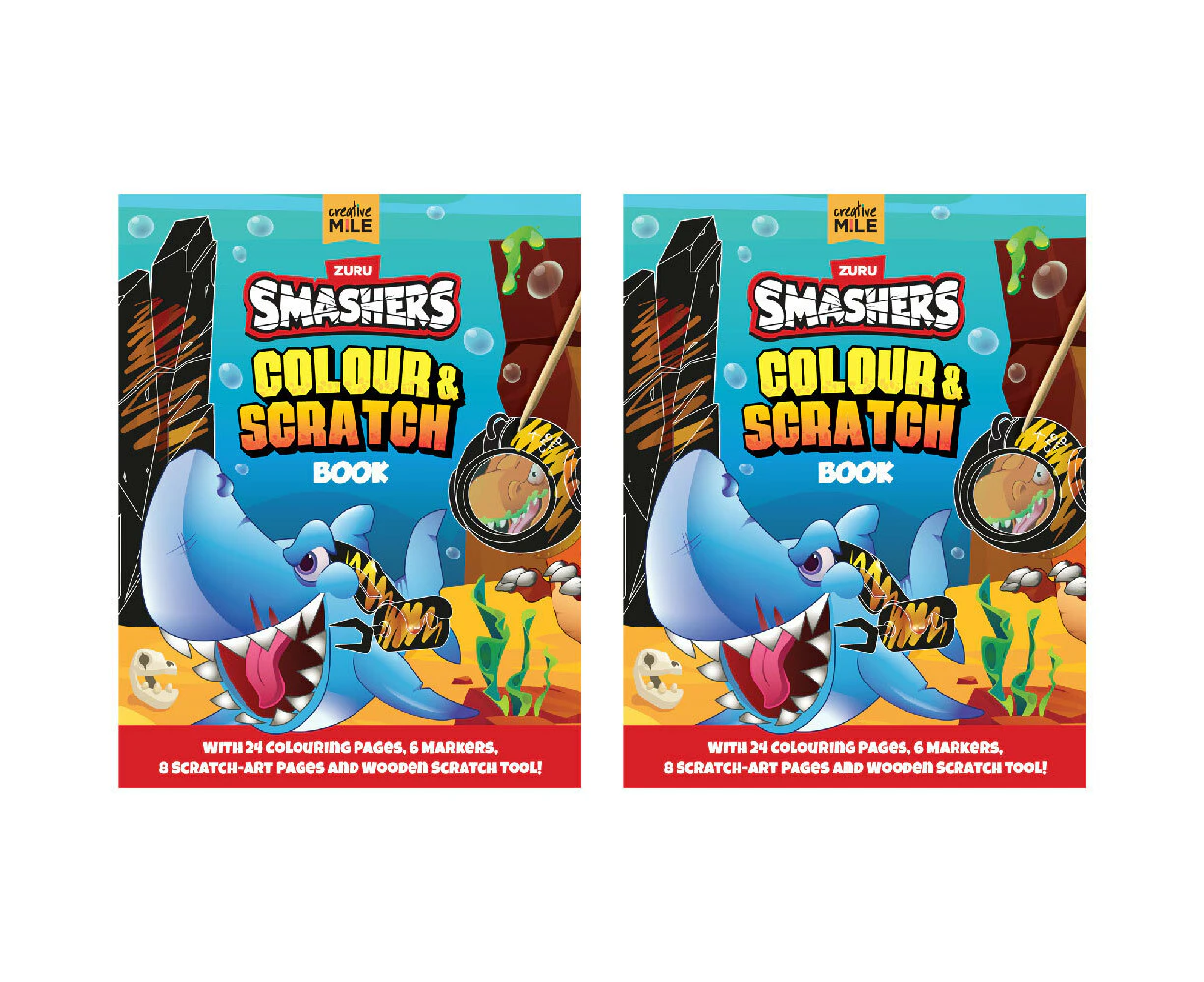 2PK Smashers Colour & Scratch Kids/Children Colouring Activity Book 3+