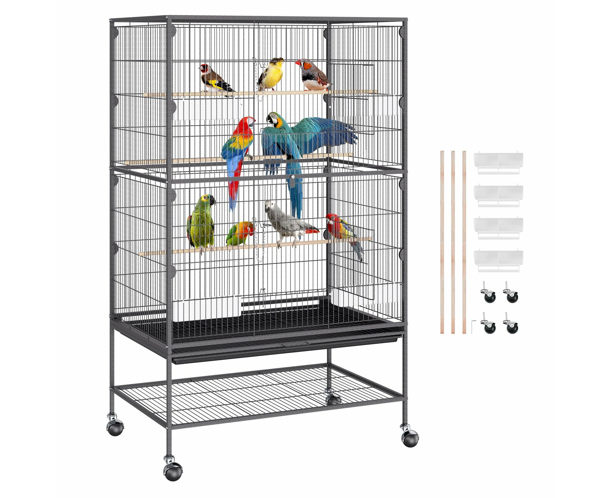 VEVOR 52 inch Standing Large Bird Cage, Carbon Steel Flight Bird Cage for Parakeets,