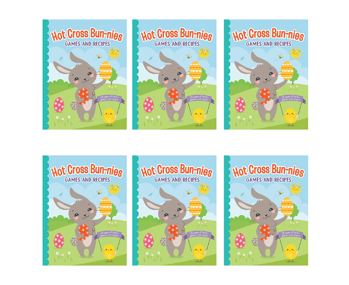 6PK Hot Cross Bun-nies Games & Recipes Kids Colour/Activity Book 3-8y