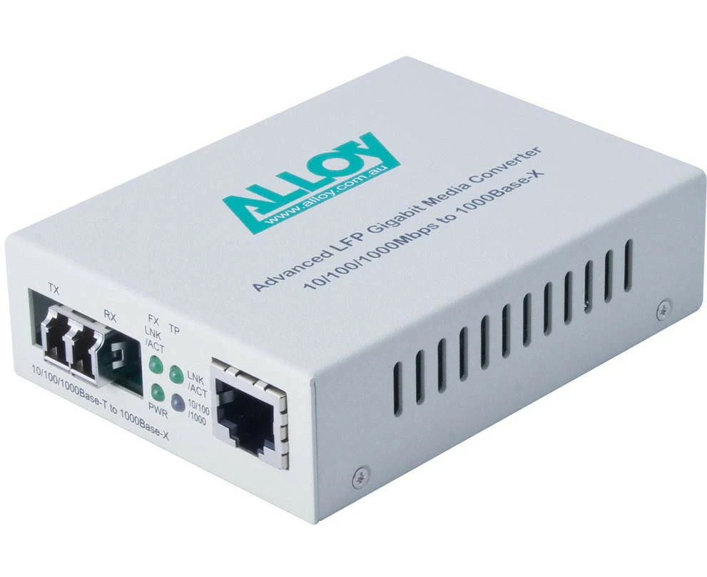 Alloy GCR2000LC 10/100/1000Base-T to Gigabit Fibre (LC) Converter with LFP via FEF or FM. 220m or 550m