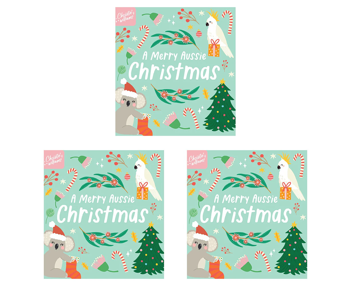 3PK A Merry Aussie Christmas Kids/Children Bedtime Board Book 0-3y