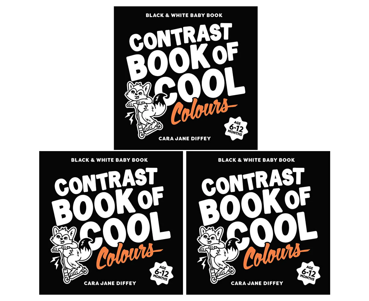 3PK The Contrast Book Of Cool Colours Kids Picture Board Book 6-12m