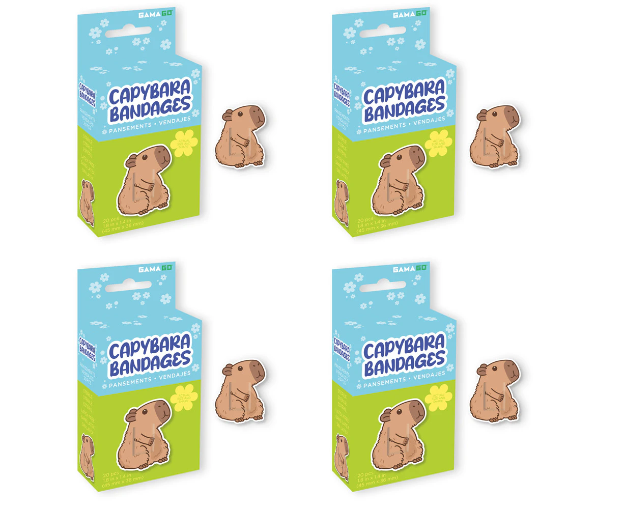 80pc Gamago Capybara Bandages First Aid Bandaid Wound Plaster 1.8x1.4in BRWN