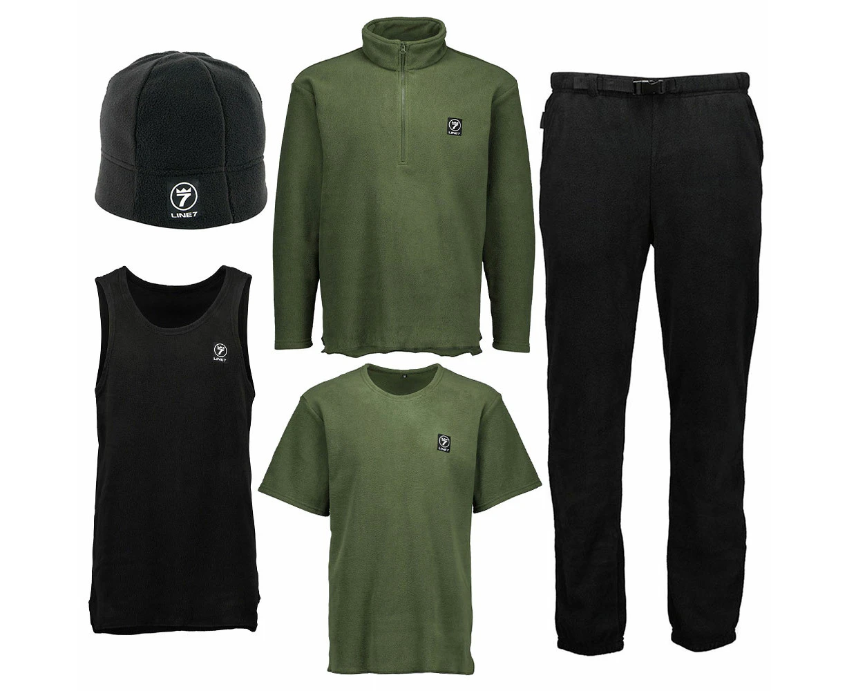 Line 7 Recycled Polyester Mens 5 Piece Fleece Clothing Pack Black/Green S