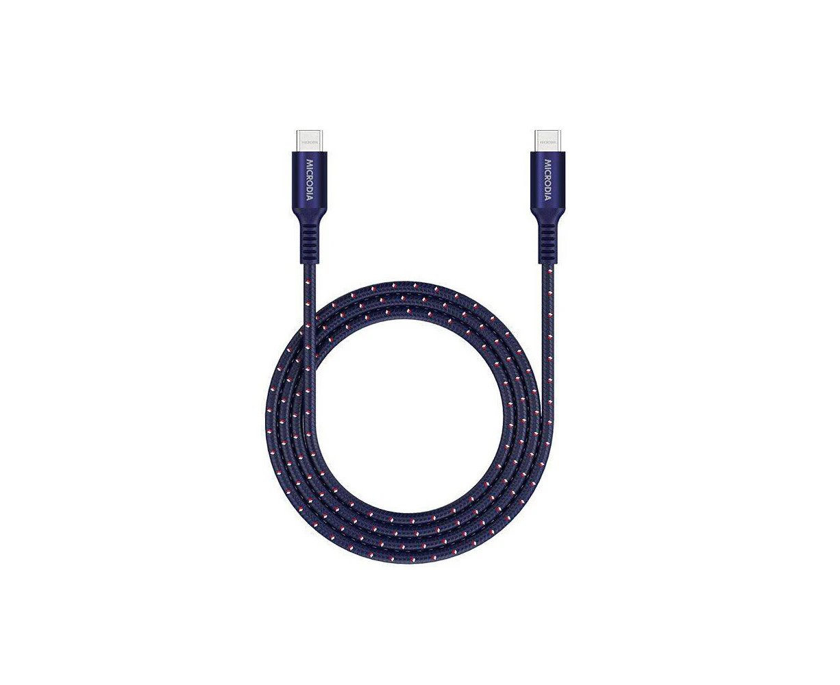 Microdia ExeCable Tweed PD100W USB-C Charging/Data Sync Cable Cord 1.3m Navy