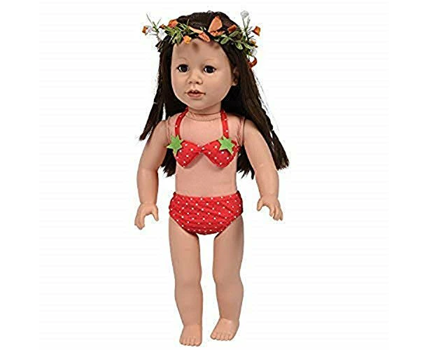 The New York Doll Collection Cute Polka Dot Strawberry Bikini Set Swimsuit Dress for Fashion Girl Dolls - Doll Bathing Clothes - Fits All 18 inch/46cm Doll