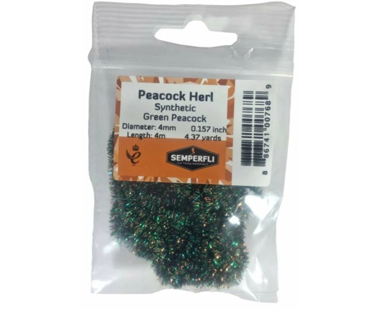 Semperfli Synthetic Peacock Herl Chenille 4mm Green