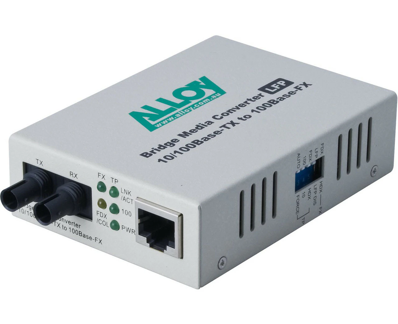 Alloy FCR200ST 10/100Base-TX to 100Base-FX Multimode Fibre (ST) Converter with LFP via FEF or FM. 2Km