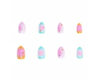 24 Pack Artificial Nails with Adhesive, Almond Shape, Aura Gems - OXX Cosmetics