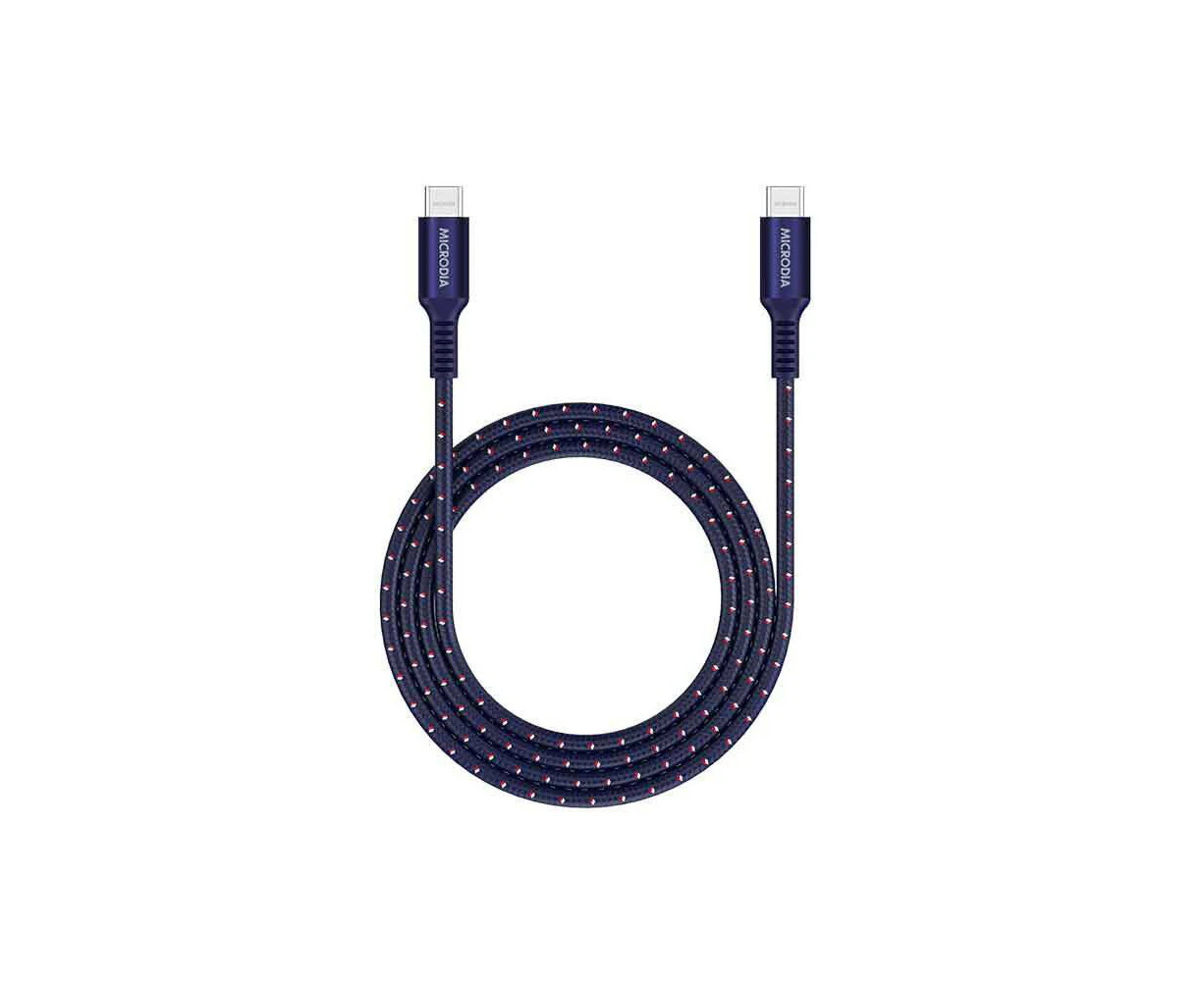 Microdia ExeCable Tweed PD240W USB-C Charging Data Sync Cable Cord 1.8m Navy