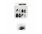 24 Pack Artificial Nails with Adhesive, Almond Shape, Black and Silver Glitter - OXX Cosmetics