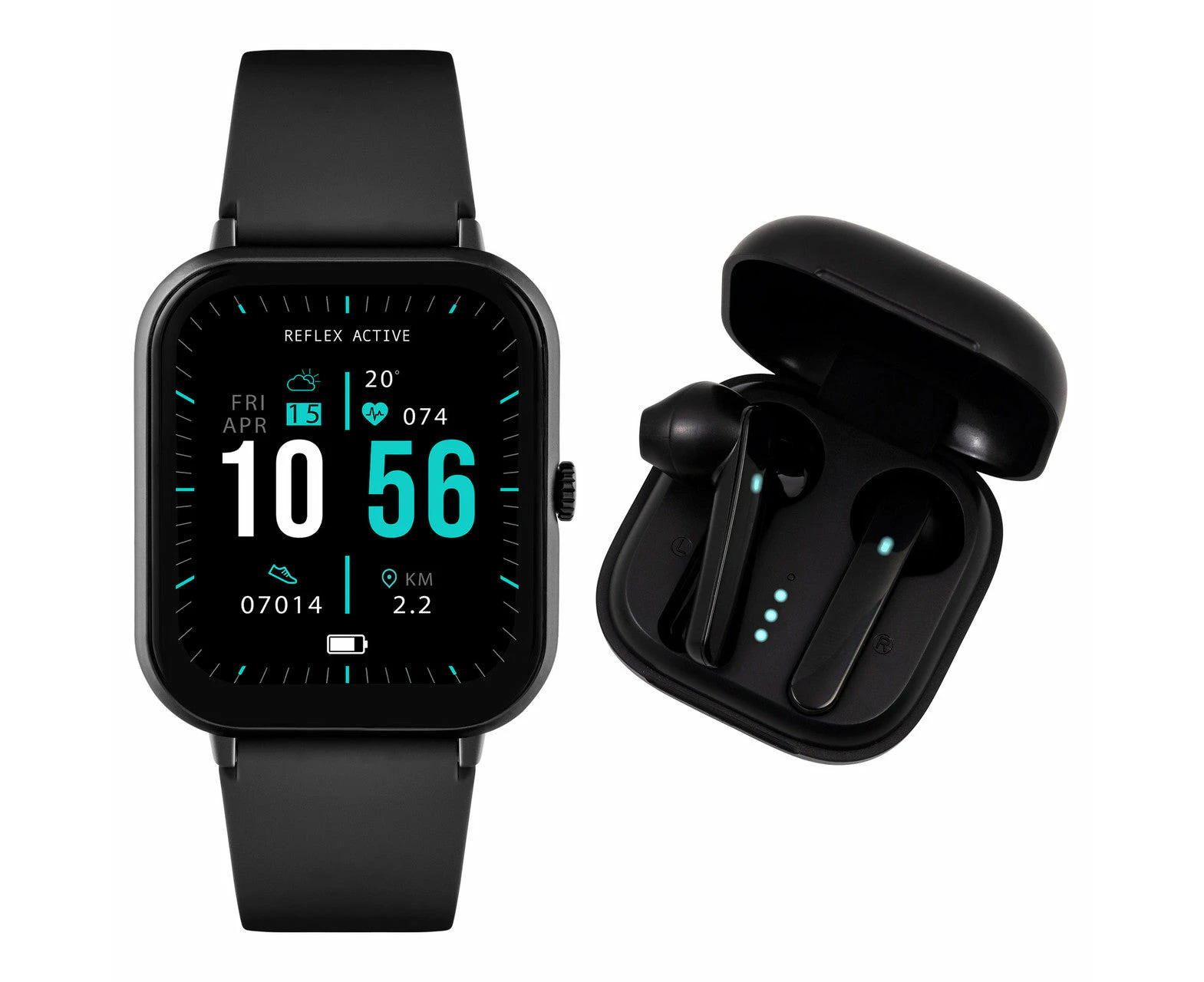 Reflex Active  Series 17 | Smart Watch & Ear Bud Bundle - Black