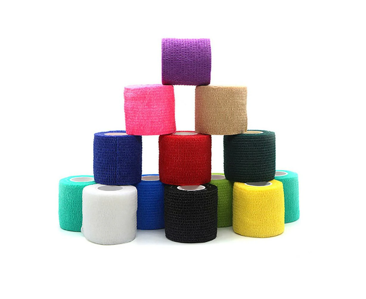 12 Pack Self Adhesive Bandages Vet Wrap Non Woven Wrap Tape Athletic Cohesive Bandage For Sports Strain Knee Wrist Ankle Sprains