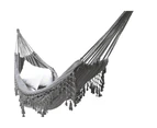 Boho Macrame Double Hammock Woven Tassels Canvas Beach Hanging Swing Bed Chair - Gray