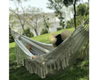 Boho Macrame Double Hammock Woven Tassels Canvas Beach Hanging Swing Bed Chair - Gray