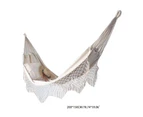 Boho Macrame Double Hammock Woven Tassels Canvas Beach Hanging Swing Bed Chair - Gray