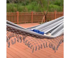 Boho Macrame Double Hammock Woven Tassels Canvas Beach Hanging Swing Bed Chair - Gray