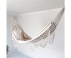 Boho Macrame Double Hammock Woven Tassels Canvas Beach Hanging Swing Bed Chair - Gray