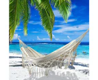 Boho Macrame Double Hammock Woven Tassels Canvas Beach Hanging Swing Bed Chair - Gray