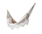 Boho Macrame Double Hammock Woven Tassels Canvas Beach Hanging Swing Bed Chair - Gray