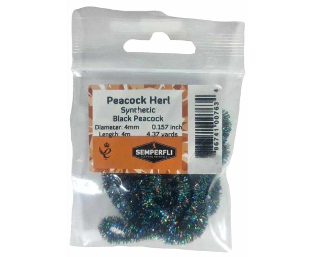 Semperfli Synthetic Peacock Herl Chenille 4mm Black