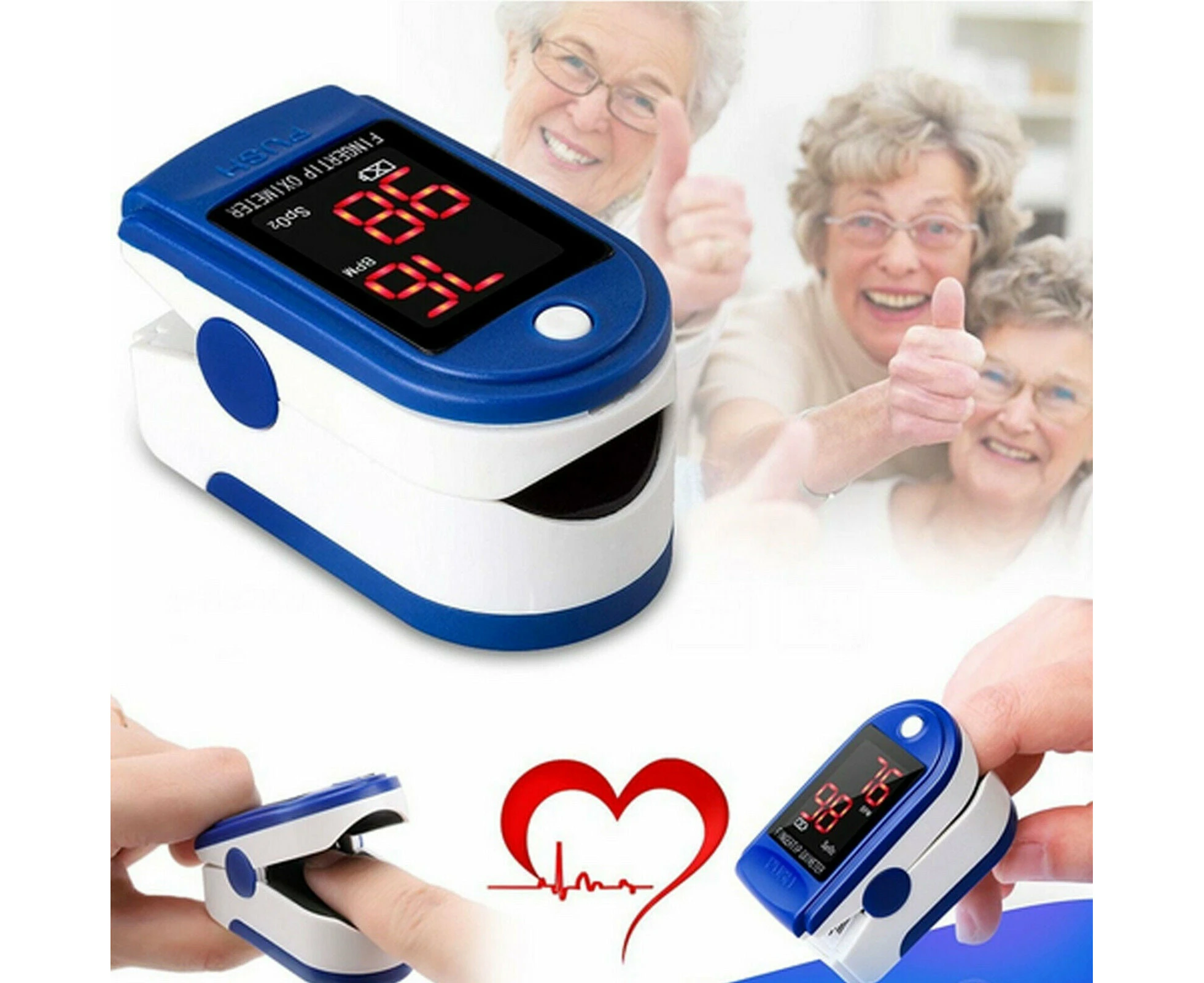 Heart Rate Professional Finger Pulse Oximeter Blood Oxygen Saturation Monitor