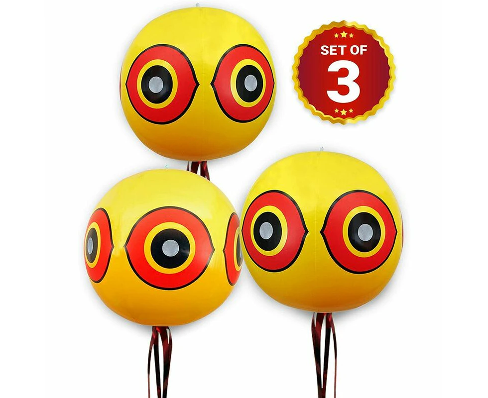 Balloon Bird Repellent,3-Pk Fast and Effective Solution to Pest Problems, Scare Eyes Balloon to Scare Birds Away from Pool and Garden Crops