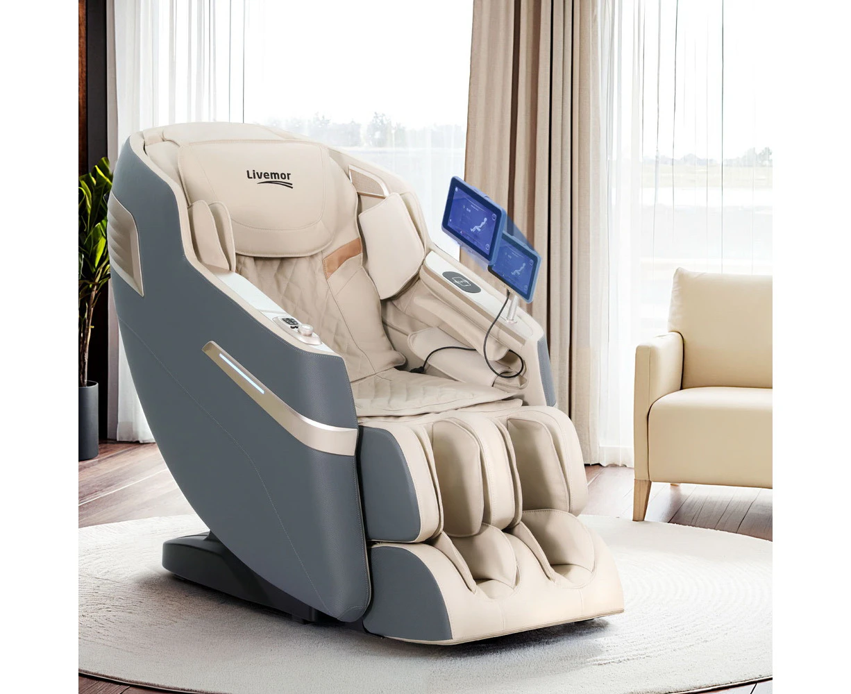 Livemor 4D Massage Chair Electric Recliner Home Massager Gray Sina