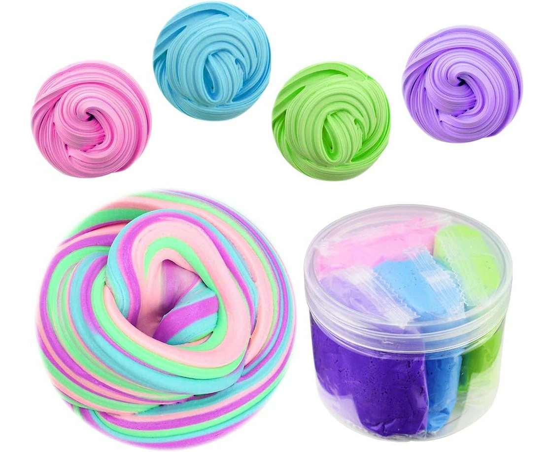 Butter Slime Kit, 4 Pack Fluffy Slime,Super Stretchy and Non-Sticky, Educational Stress Relief Slime Toys for Girls Boys Kids