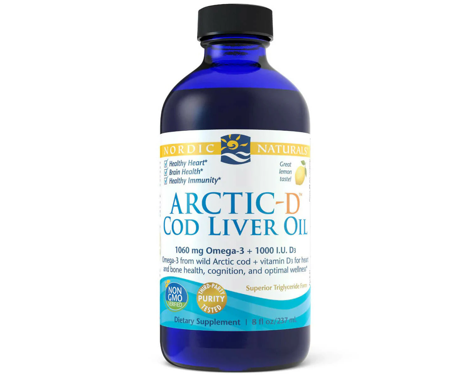 Nordic Naturals Arctic-D Cod Liver Oil - 237ml / 8fl oz - Lemon Flavour - Nordic Naturals