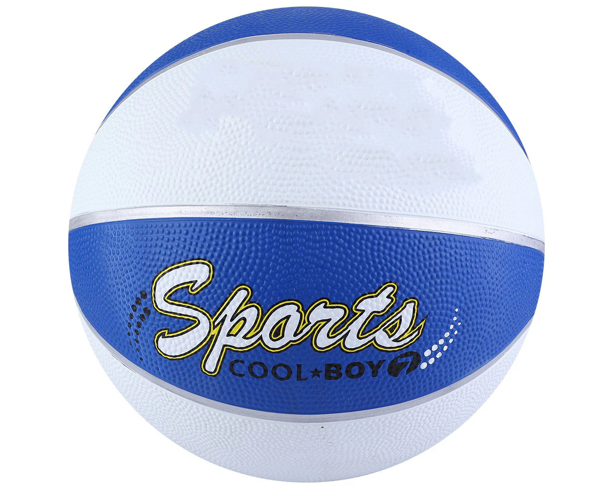 Rubber Basketball Indoor Outdoor Training Entertainment Basketball Size 7 (Blue White)