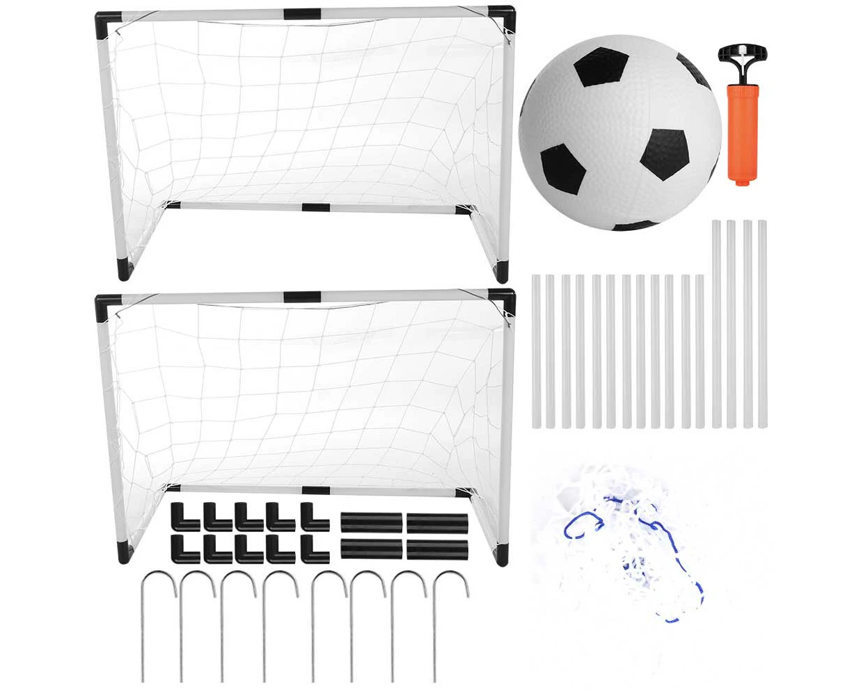 Oudoor Folding Children Double Football Soccer Goal Gate Kit With Ball Pump Kid Training Toys