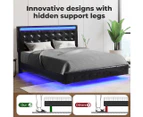 Levede  Floating Bed Frame Double with Headboard LED Lights Mattress Base