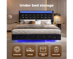 Levede  Floating Bed Frame Double with Headboard LED Lights Mattress Base