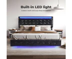 Levede  Floating Bed Frame Double with Headboard LED Lights Mattress Base