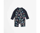 Family Matching Baby Long Sleeve Swim Unitard and Hat 2 Piece Set Suit - Warlukurlangu Print