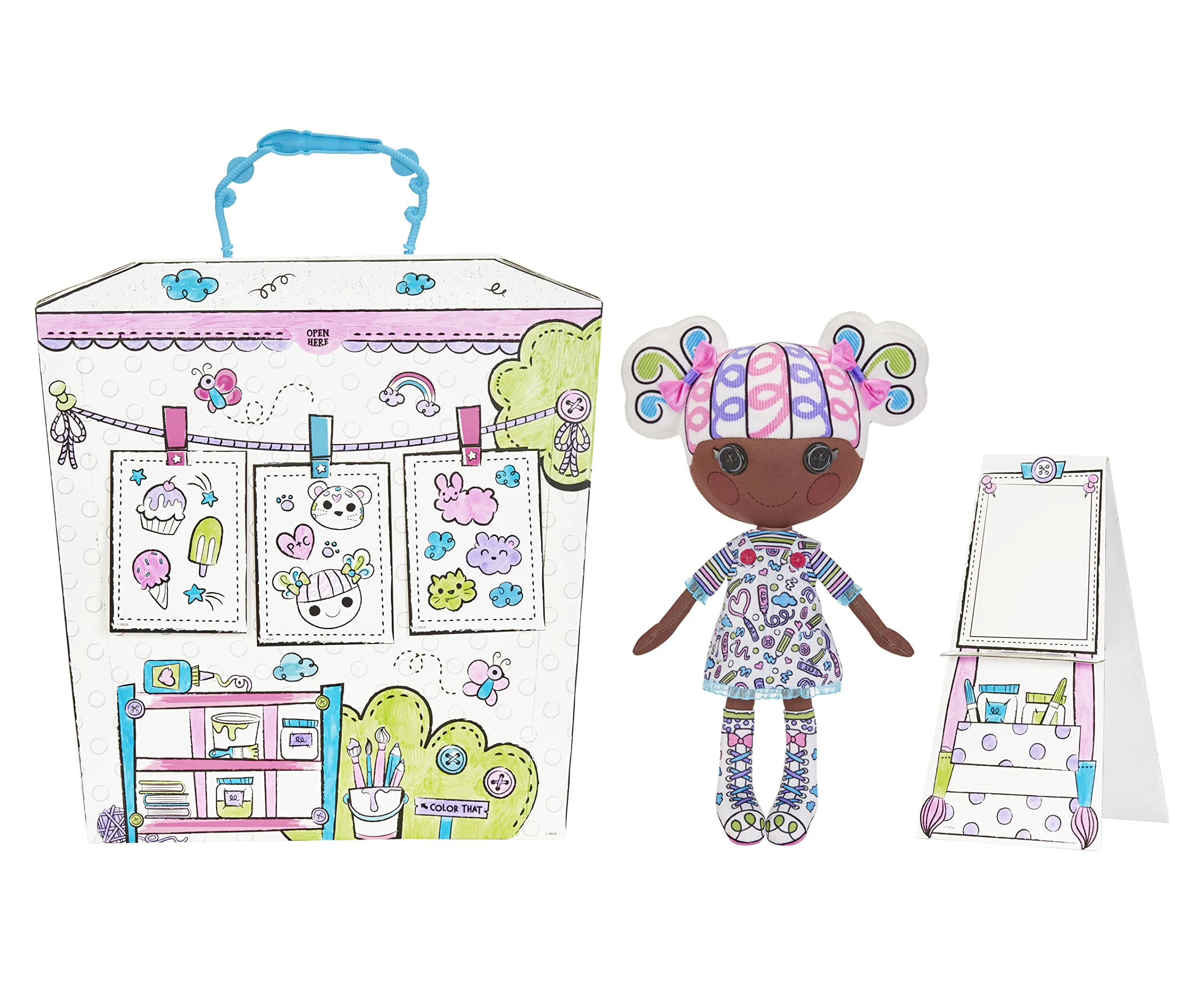 Lalaloopsy Colour Me Doll - PENNY DOTS 'N' BLOTS - 13"/33.02cm Artist Doll with Pet Cheetah - Markers, Fashions, Reusable Playset, Easel & Canvases - Draw,