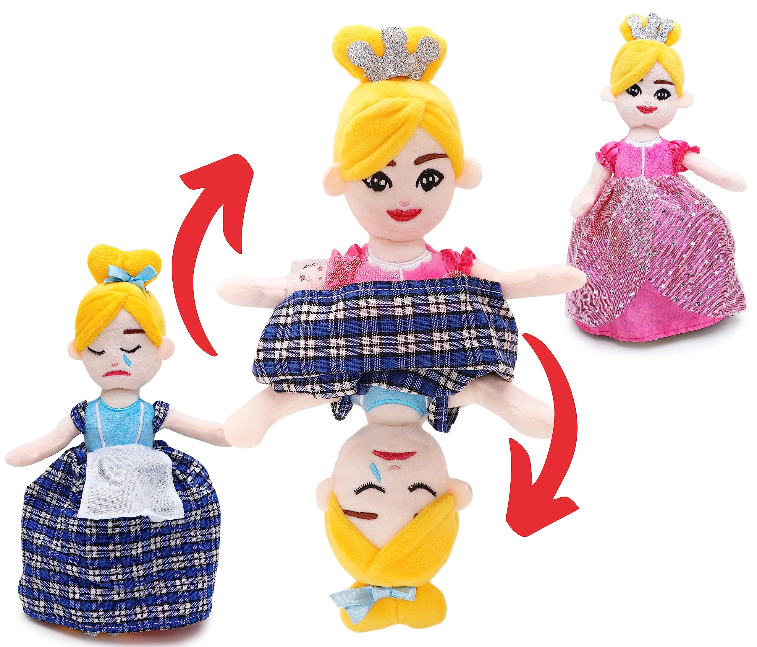 Toyland 32cm Reversible Princess Cinderella Doll – Happy and Sad Mood Plush, Perfect for Emotional Expression and Imaginative Play | Ideal Christmas Gift