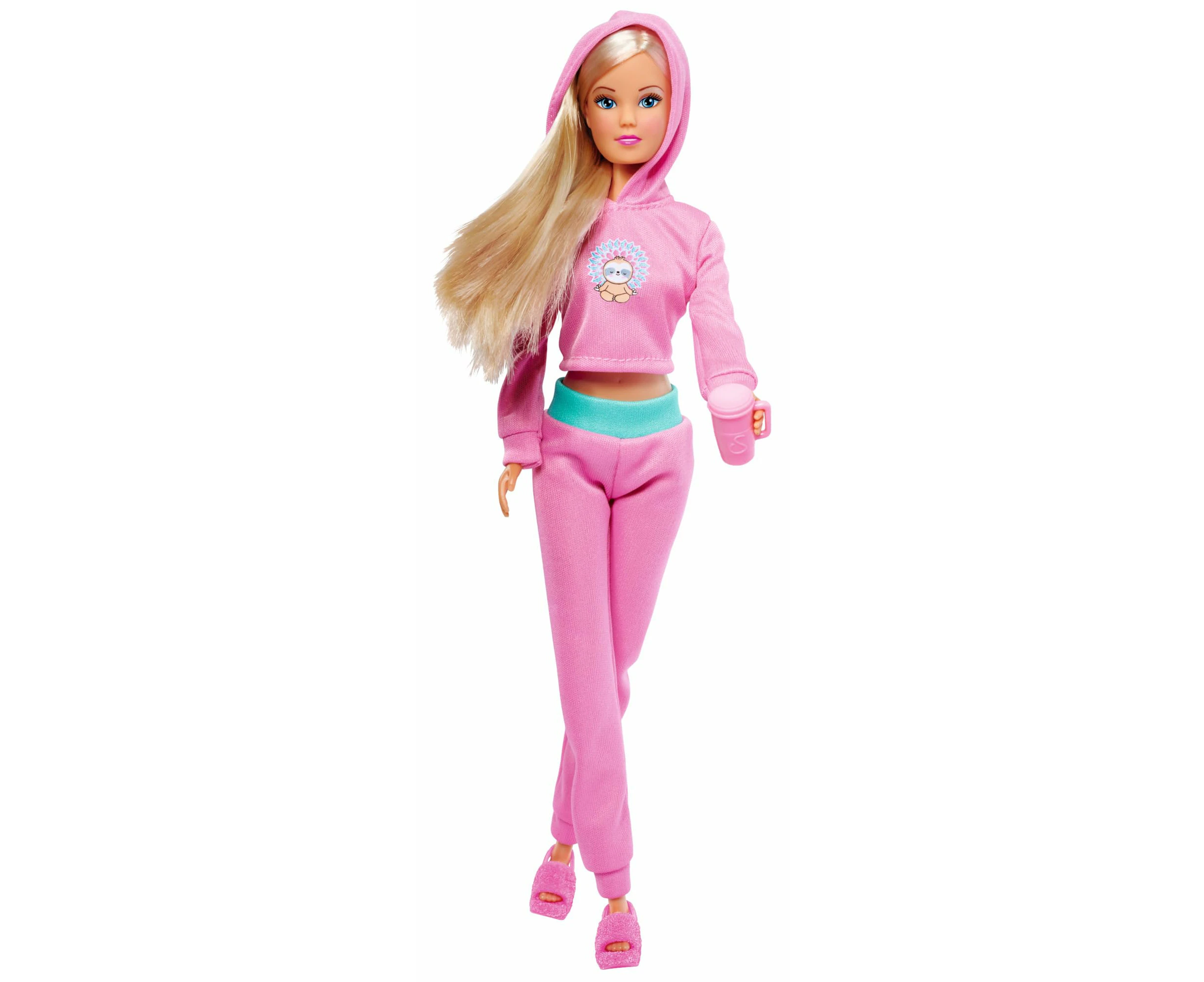 Simba 105733561 - Steffi Love Relax, Dressing Doll in Fashionable Jogging Suit, with Drink, Tablet and Cool Shoes, Doll 29 cm, from 3 Years