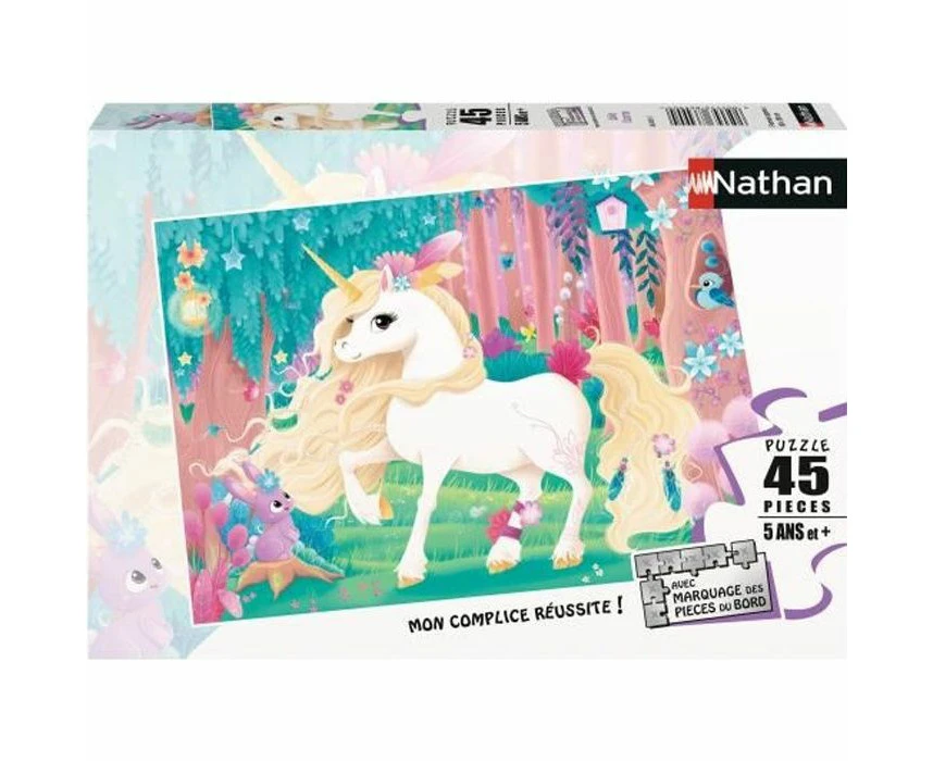 Nathan 45 Pieces Jolie Licorne Puzzle - Enchanting Unicorn Puzzle for Kids - Perfect Mind Game - Boost your thinking skills - Ideal Christmas Present