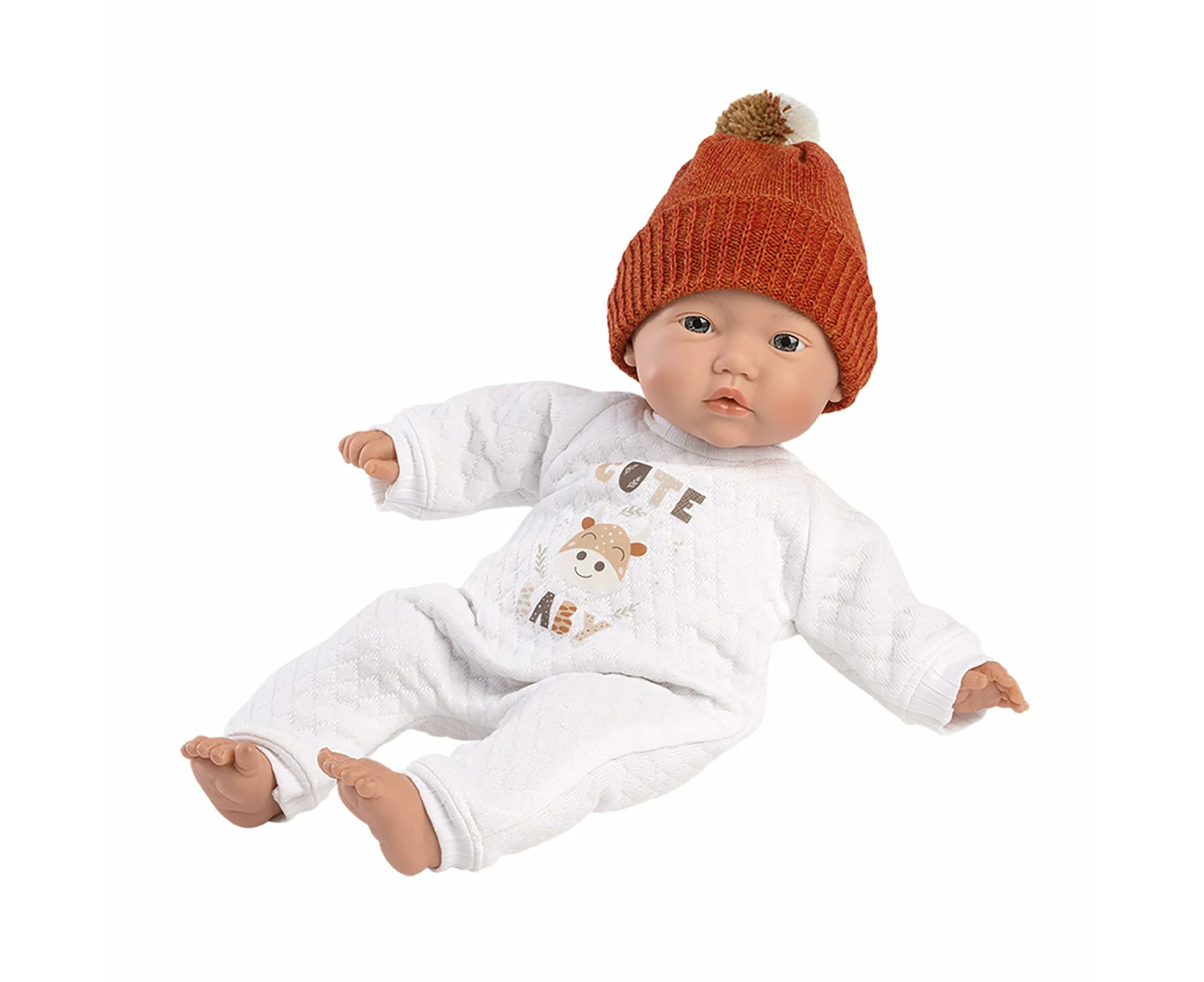 Llorens 1063304 Cute Doll with Blue Eyes and Soft Body, Baby Doll with Romper, Hat and Dummy, 32 cm - Toy for Kids - Perfect Gift for children