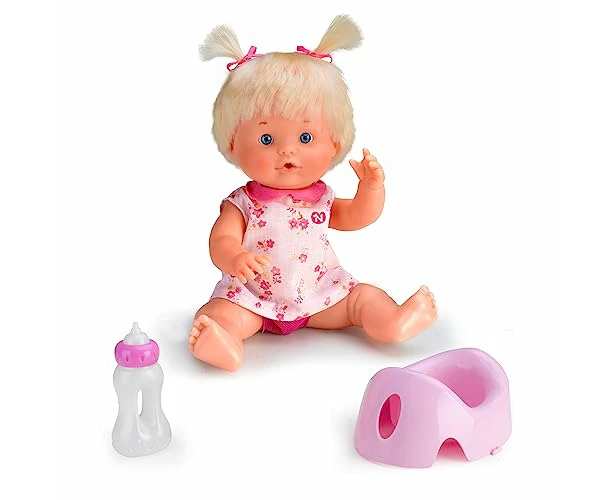 Nenuco Famosa Bebe y Pipe Baby Doll - 30cm Doll with Pink Dress, Bottle & Potty | Assorted Model/Color | Perfect Gift Toy for Kids