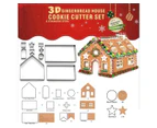 (Set of 10) Gingerbread House Cookie Cutter Set, Bake Your Own Small Christmas House Kit, Chocolate House, Haunted House, Gift Box Packaging