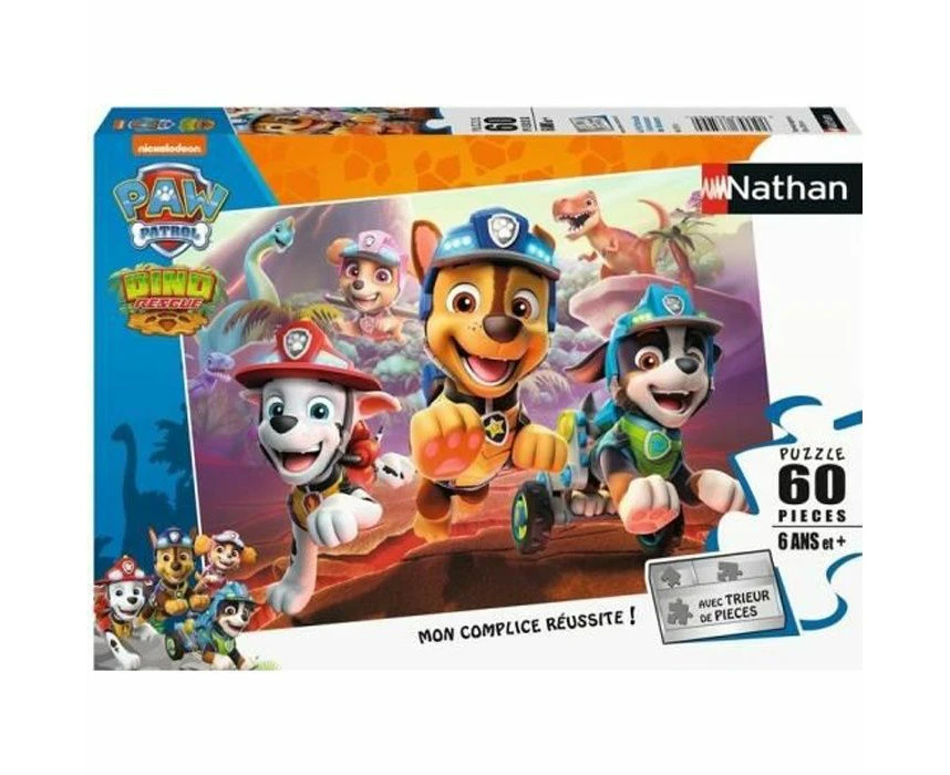 Nathan 60-Piece Jigsaw Puzzle - Paw Patrol to the Rescue of Dinosaurs - Fun Educational Puzzle for Kids - Boost thinking skills - Ideal Christmas Present