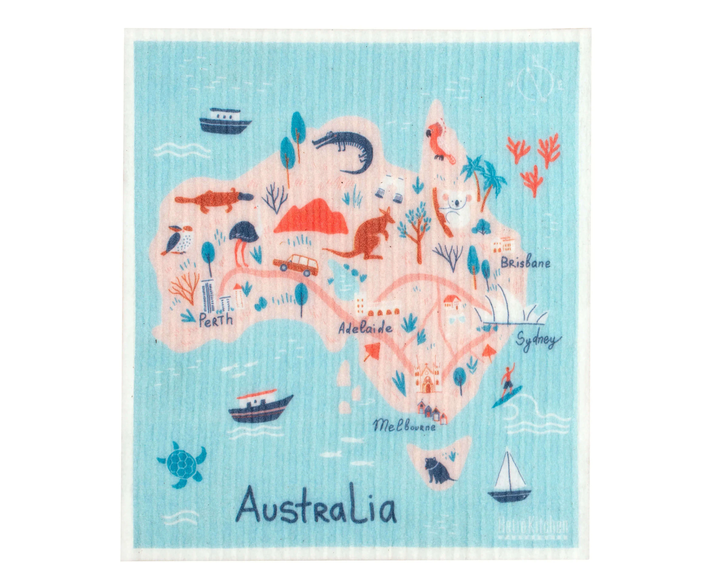 Retro Kitchen Biodegradable Swedish Dish Cloth - Australia Map - Retro Kitchen