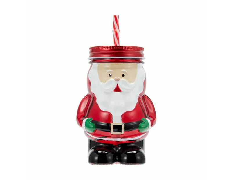 Santa Drink Jar and Straw - Anko