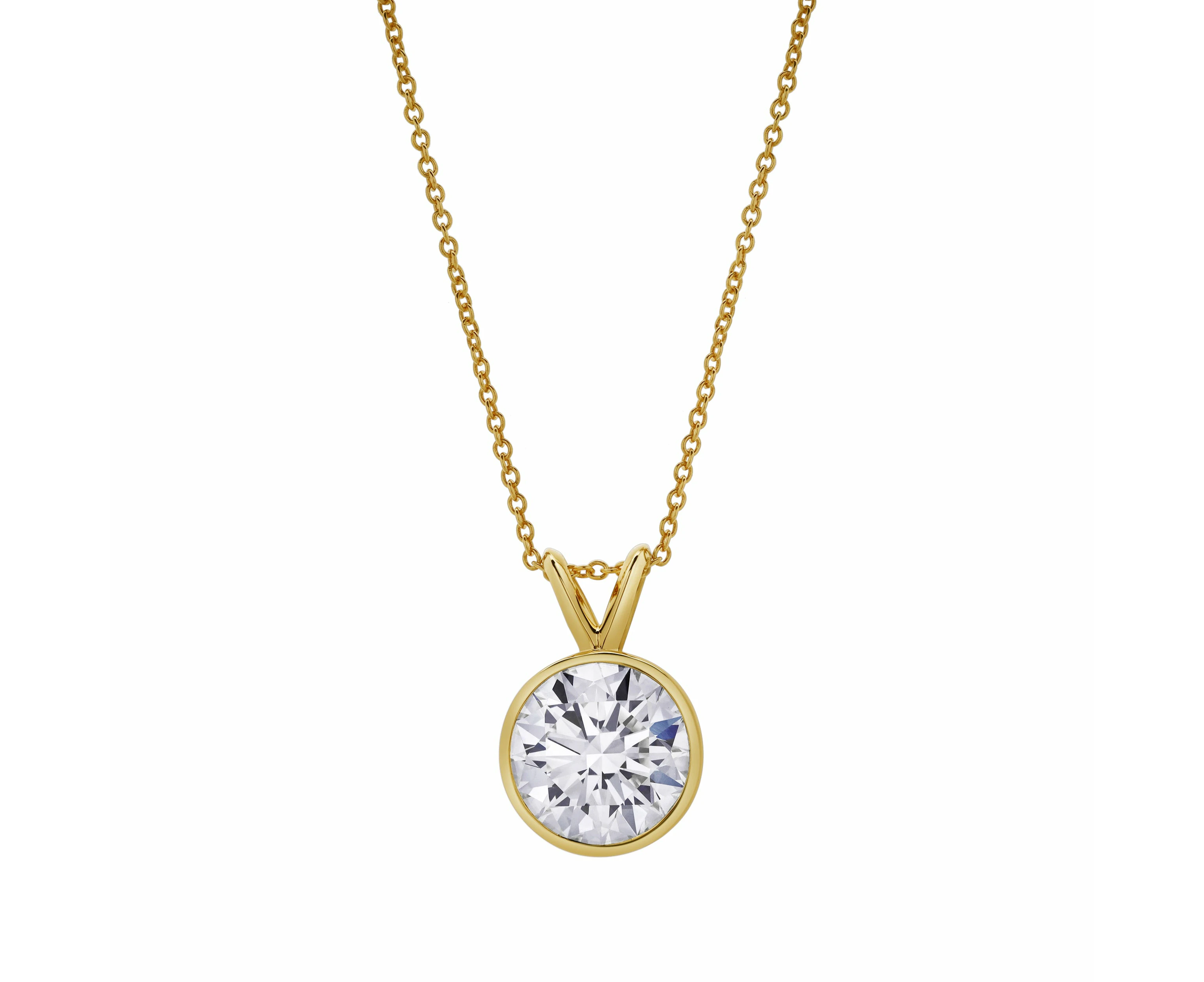 LuvMyJewelry Astral 14K Gold Round Lab Grown Diamond Pendant - 2.54 Ct